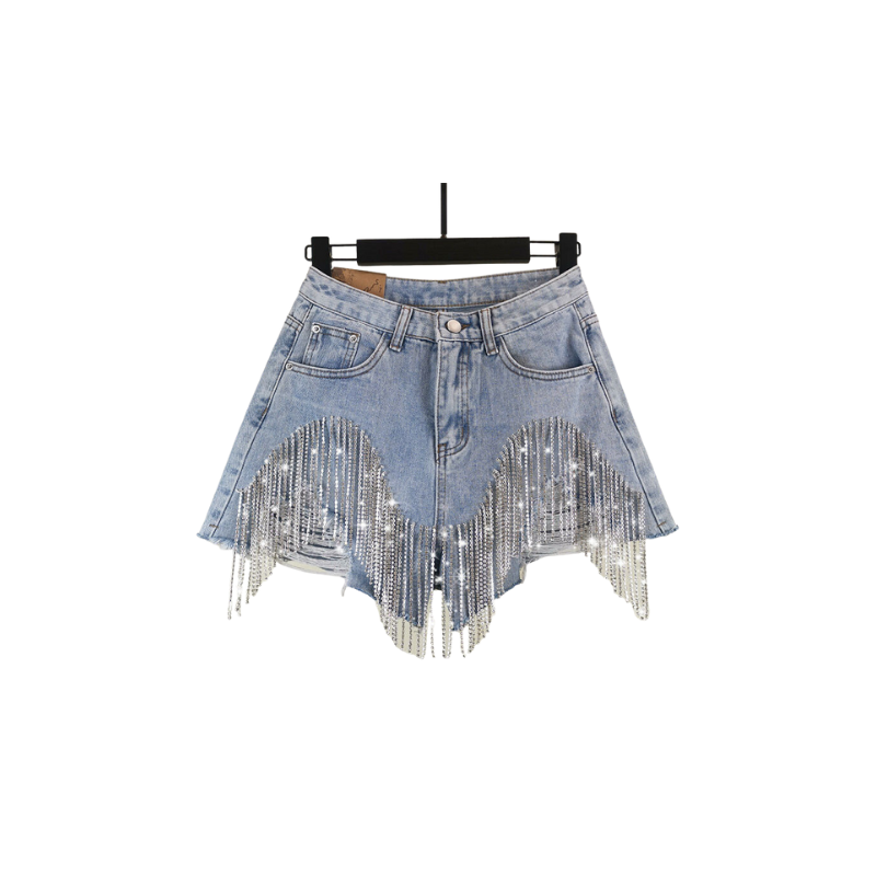 Diamond Tassel Jeans Short - Luna Haru