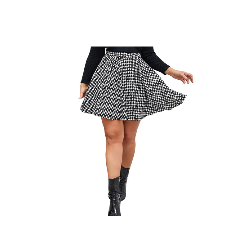 Houndstooth Print Mini Skirt - Luna Haru