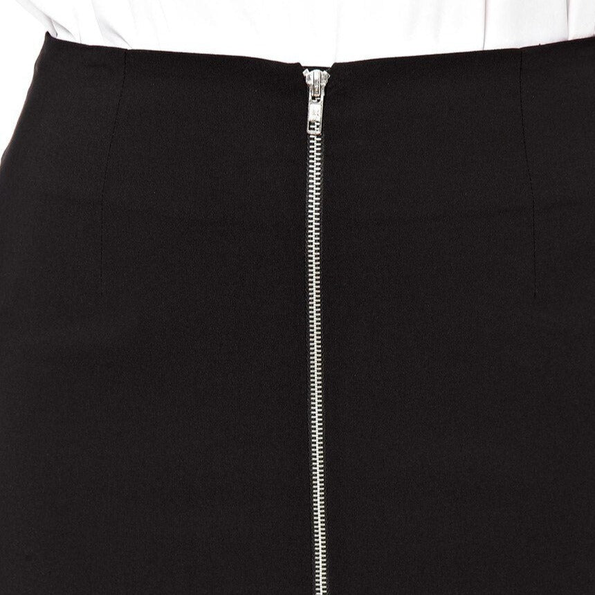 Plus Size Elegant Split Back Black Skirt - Luna Haru