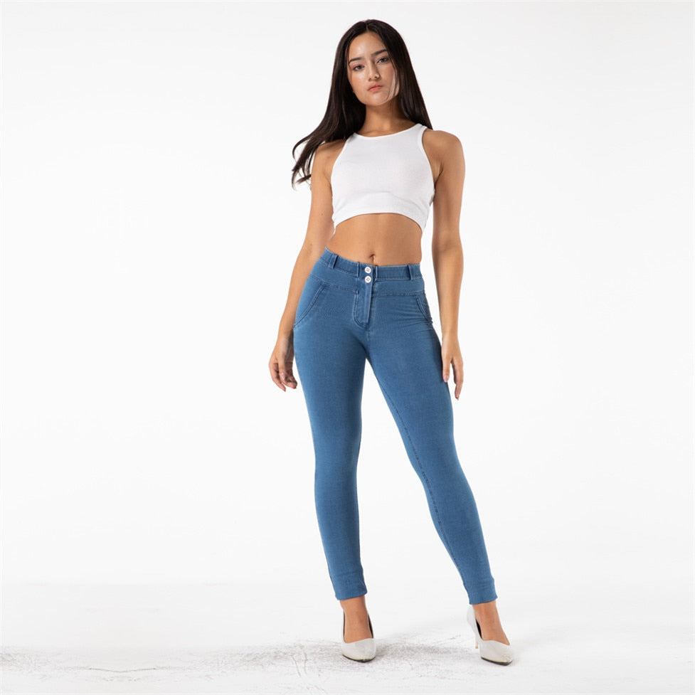 Stretch Slim Fitting Blue Jeans - Luna Haru