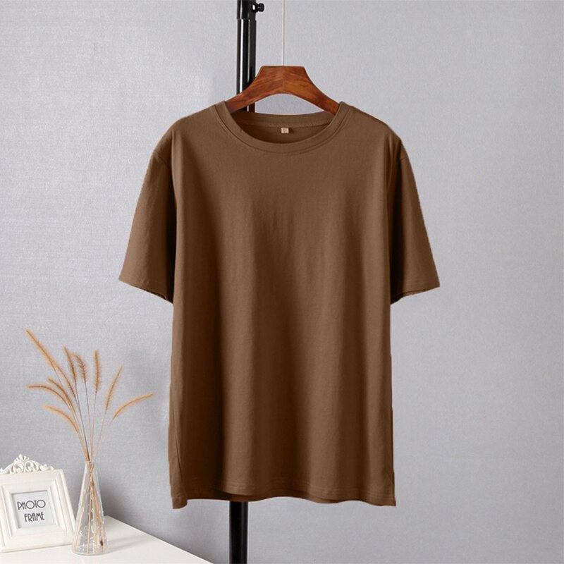 Soft O-neck Solid Tees - Luna Haru