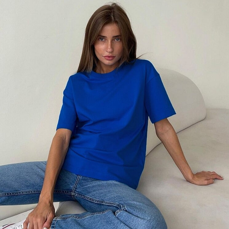 Soft O-neck Solid Tees - Luna Haru