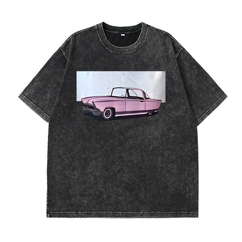 Vintage Print Wash T-shirts - Luna Haru