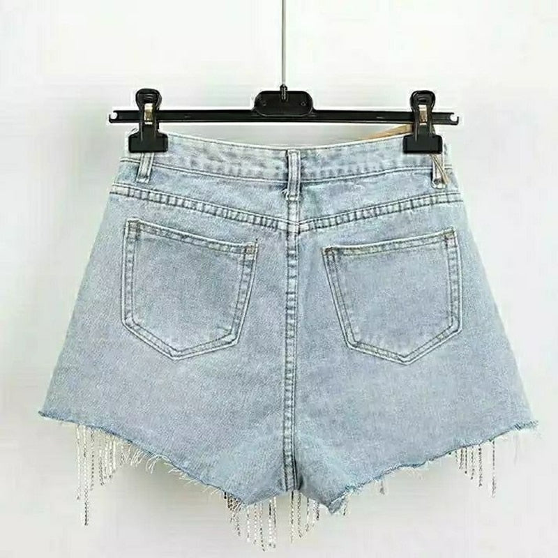 Diamond Tassel Jeans Short - Luna Haru