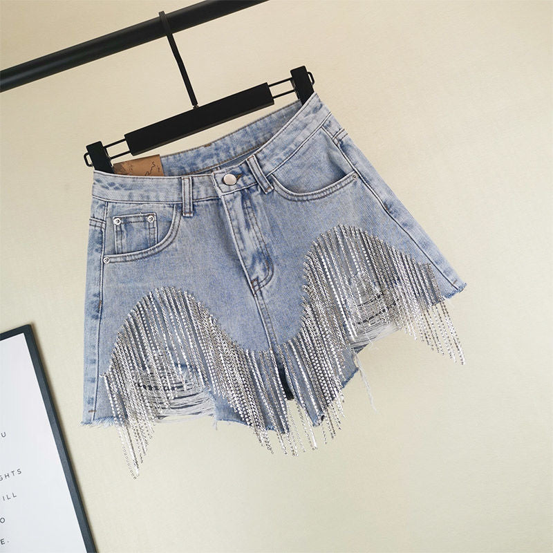 Diamond Tassel Jeans Short - Luna Haru