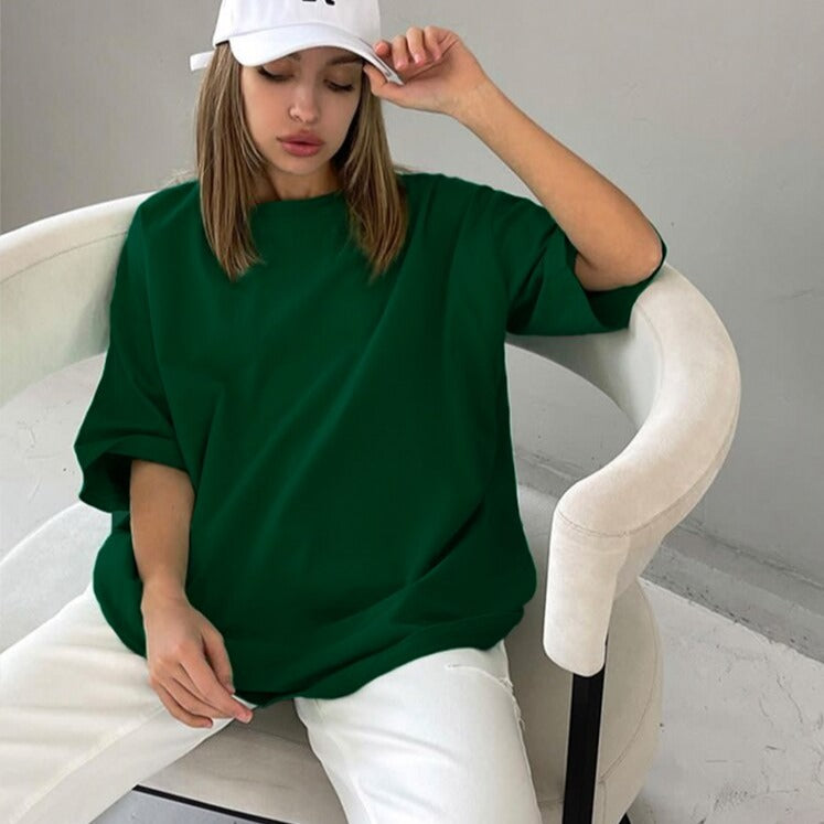 Soft O-neck Solid Tees - Luna Haru