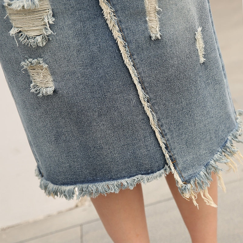 Large Size Denim Skirt - Luna Haru