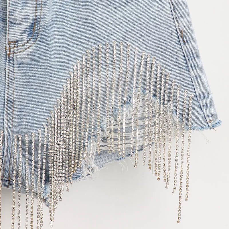 Diamond Tassel Jeans Short - Luna Haru