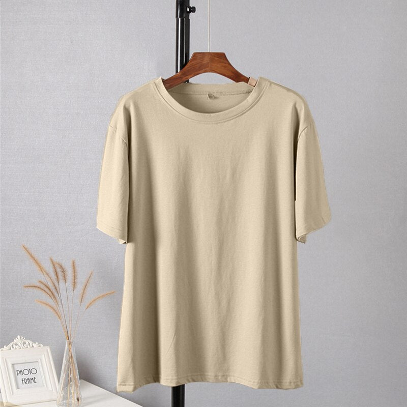 Soft O-neck Solid Tees - Luna Haru