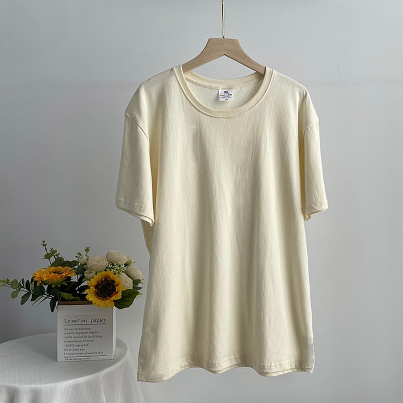 Soft O-neck Solid Tees - Luna Haru