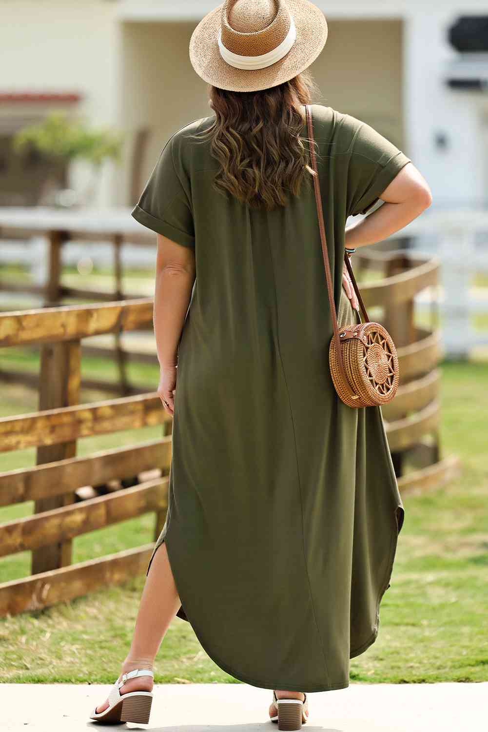 Plus Size V-Neck Short Sleeve Maxi Dress - Luna Haru