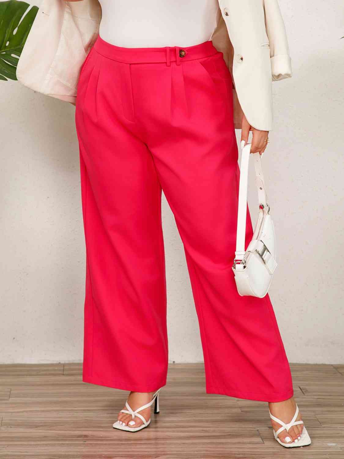 Plus Size Wide Leg Pants with Pockets - Luna Haru