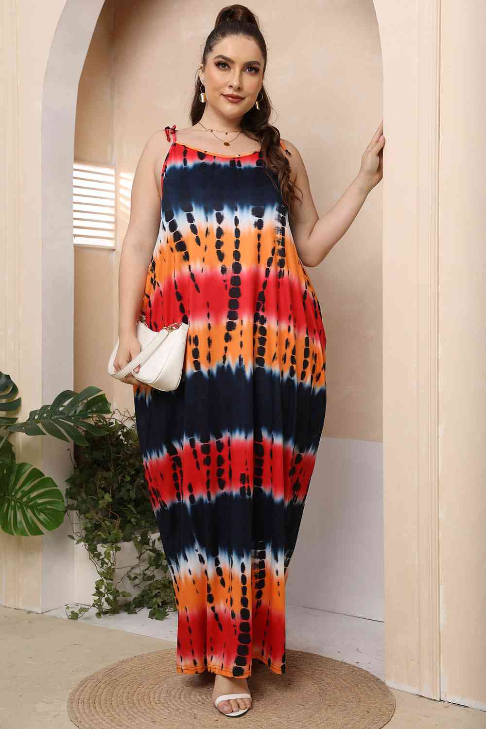 Plus Size Tie-Shoulder Maxi Dress - Luna Haru