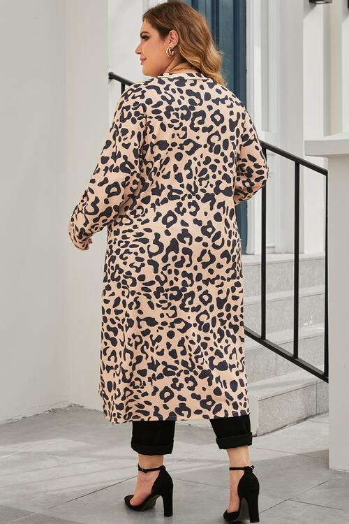 Plus Size Leopard Button Up Long Sleeve Cardigan - Luna Haru