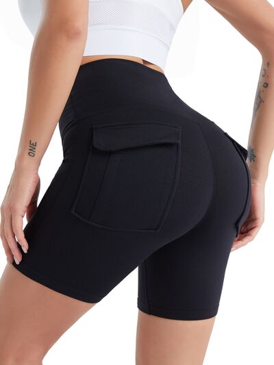 Pocketed High Waist Active Shorts