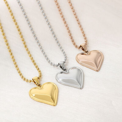 Stainless Steel Heart Pendant Necklace - Luna Haru