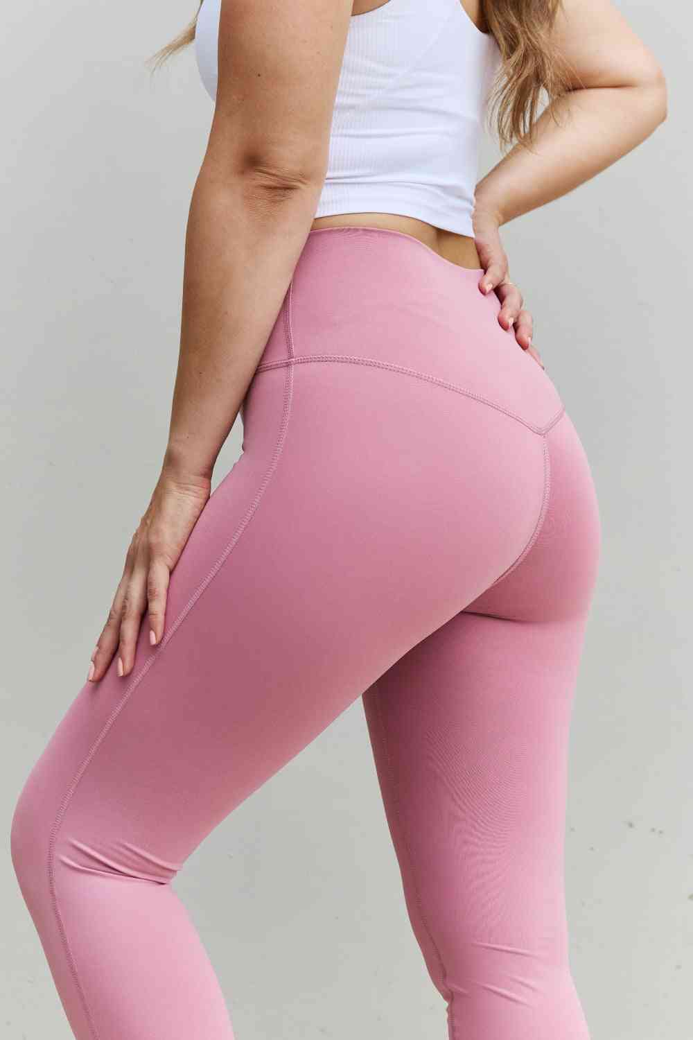 Zenana Fit For You Full Size High Waist Active Leggings in Light Rose - Luna Haru