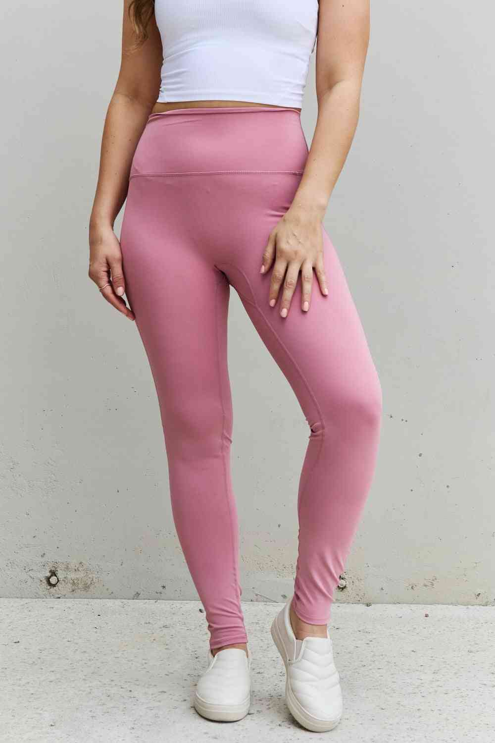 Zenana Fit For You Full Size High Waist Active Leggings in Light Rose - Luna Haru