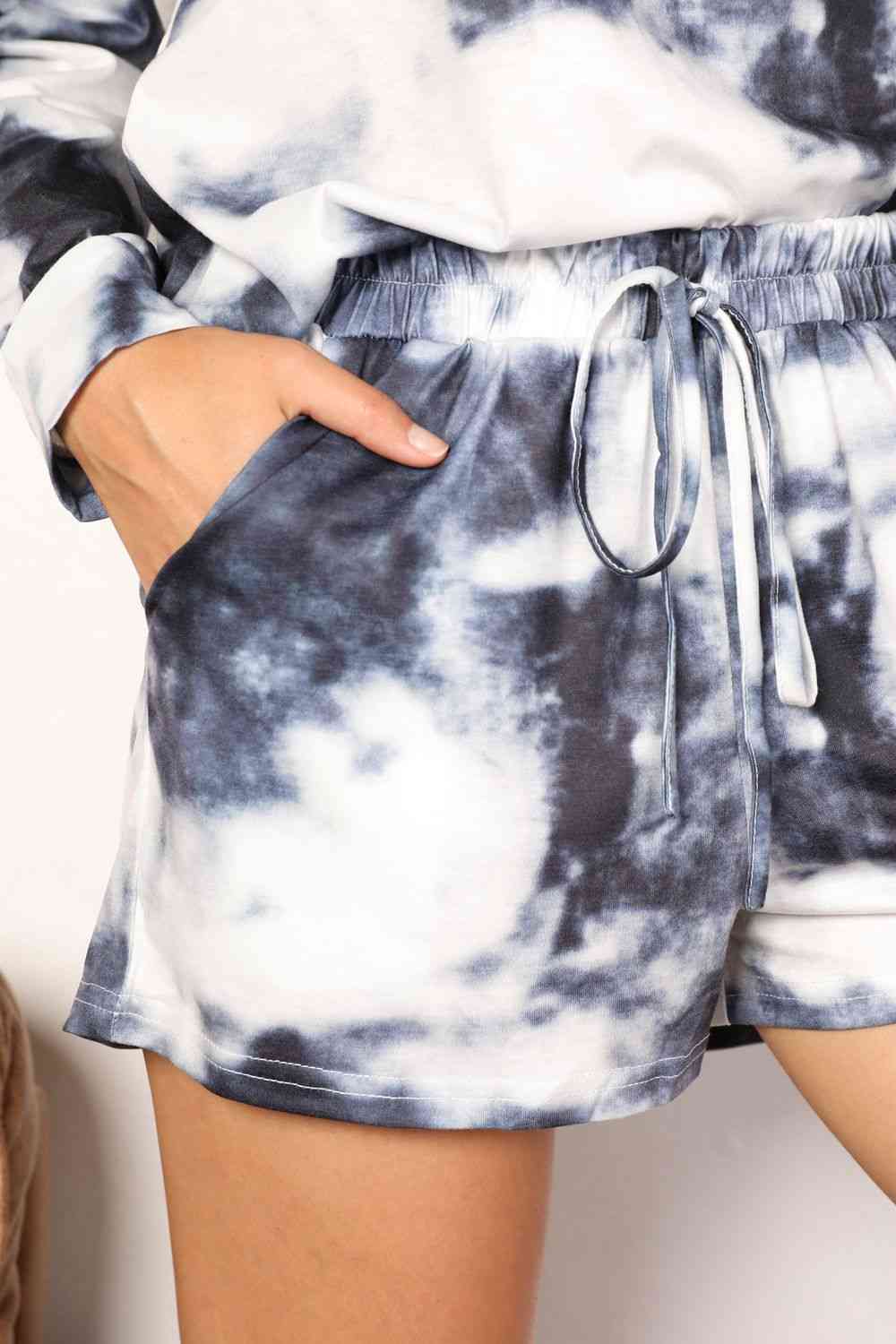 Double Take Tie-Dye Round Neck Top and Shorts Lounge Set - Luna Haru