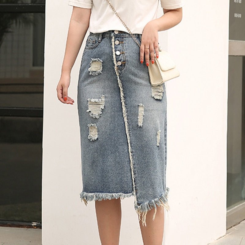 Large Size Denim Skirt - Luna Haru