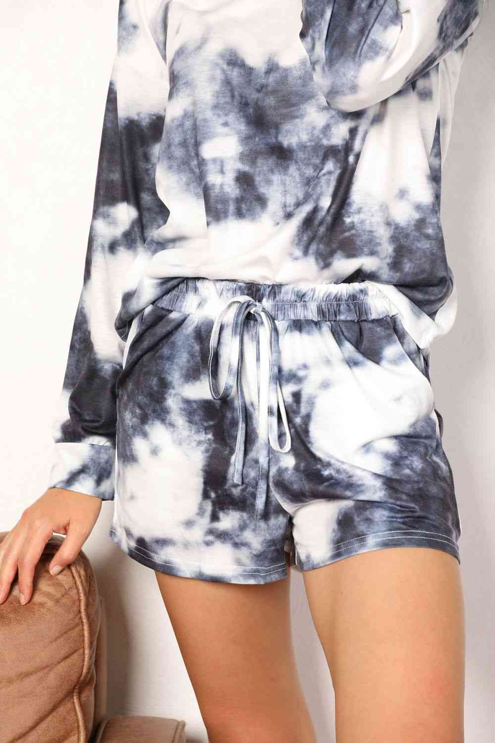 Double Take Tie-Dye Round Neck Top and Shorts Lounge Set - Luna Haru