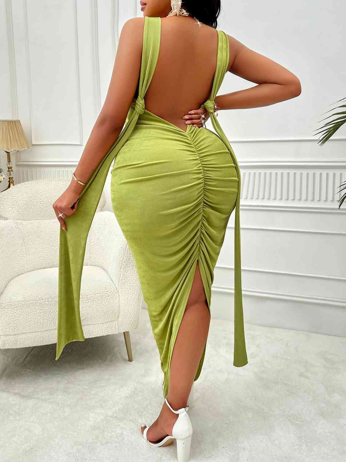 Plus Size Backless Ruched Dress - Luna Haru