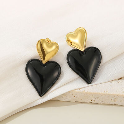 Stainless Steel Double Heart Earrings - Luna Haru