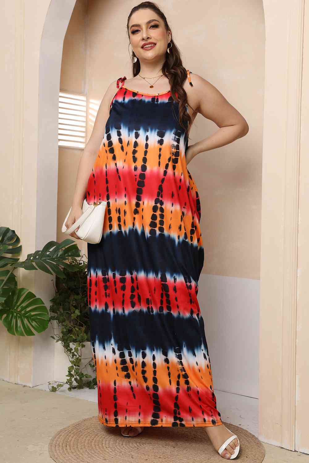 Plus Size Tie-Shoulder Maxi Dress - Luna Haru