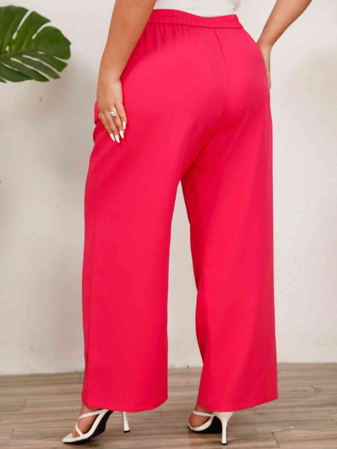 Plus Size Wide Leg Pants with Pockets - Luna Haru