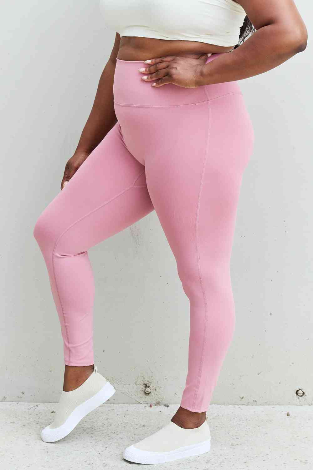 Zenana Fit For You Full Size High Waist Active Leggings in Light Rose - Luna Haru